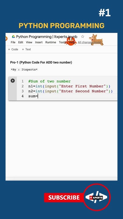 Add two numbers in Python | Python program for sum of two number - YouTube
