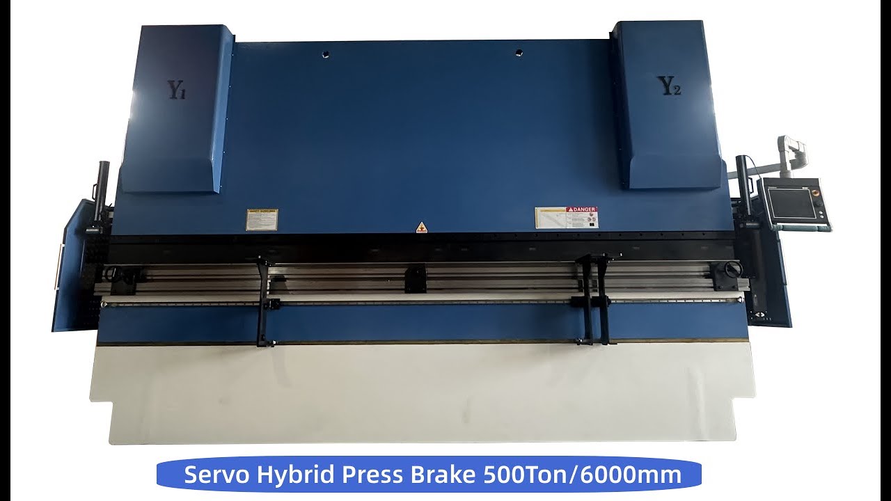 Hybrid Press Brake Machine 500Ton 6Meter 6+1 Axes DA66T - YouTube