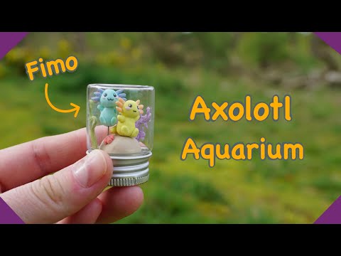 Mini Polymer Clay Axolotl Aquarium