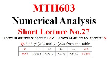 Forward difference operator ∆ Backward difference operator ∇ ||Mth603 Short Lecture No.27||