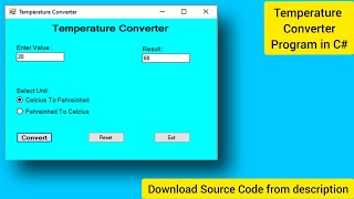 windows form application c# | temperature converter | visual studio code c# | programming in c# screenshot 5