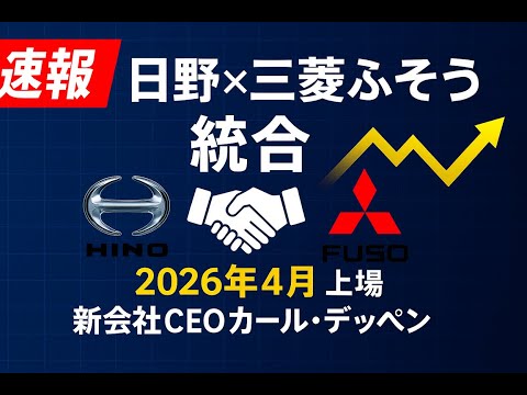 【速報】日野×三菱ふそう 統合決定！トヨタ＆ダイムラーが25％出資―4万人新会社、2026年4月上場の全貌を経済目線で解説