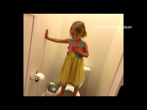 3-year-old stands on toilet as part of gun drill