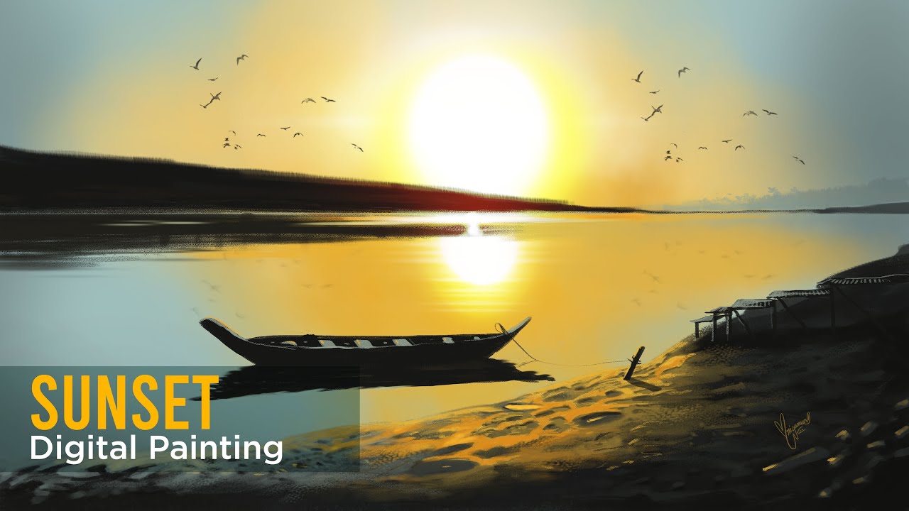 Sunset Digital Painting Tutorial | Time Lapse - YouTube