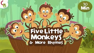 Five Little Monkeys Jumping on the Bed- Nursery Rhymes Collection for Children| Cuddle Berries Songs