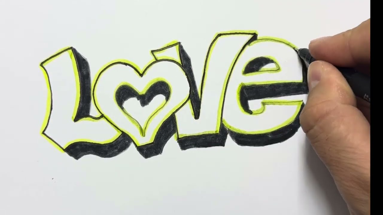 The word "Love" written with 3D text.     