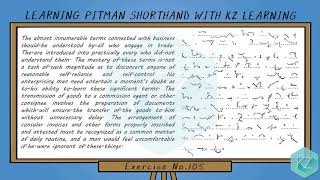 Pitman Shorthand  Exercise No105 Dictation 70 Wpm  Kz Learning