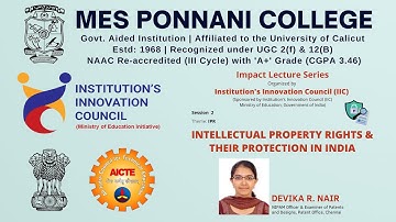 Intellectual Property Rights & Their Protection in India | IIC Impact Lecture Series | MES Ponnani