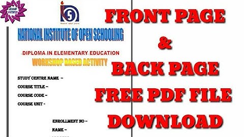Front page & back page pdf file download/workshop based activity/nios deled/nios news