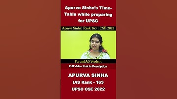 Apurva Sinha’s time table while preparing for UPSC | Apurva Sinha | IAS Rank -163 | #shorts