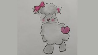رسم سهل : طريقة رسم خاروف سهل وكيوت للاطفال خطوة بخطوة / how to draw a sheep step by step
