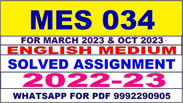 mes 34 solved assignment 2023 | mes 34 solved assignment in english 2022-2023 | mes 34 2023