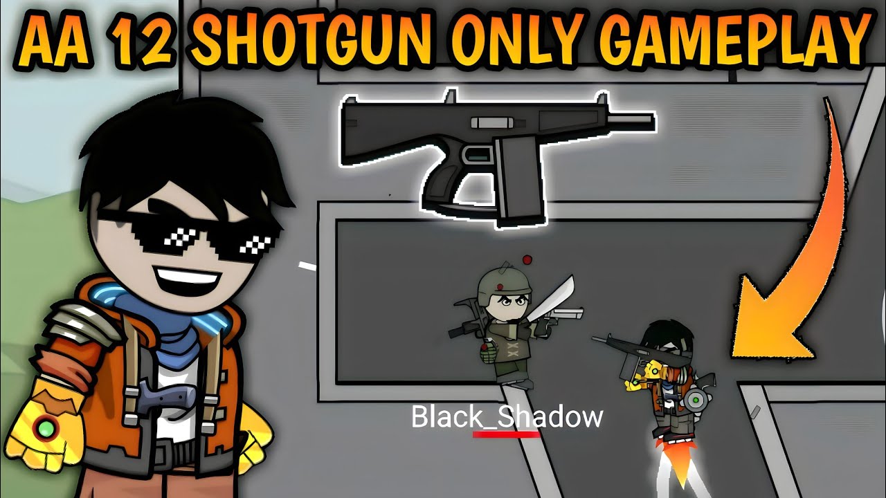aa 12 shotgun only gameplay in mini militia 1 YouTube