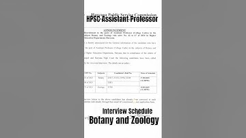 | HPSC Assistant Professor Interview Schedule Botany & Zoology Subject List Out |
