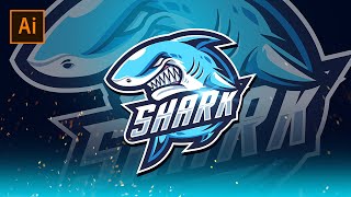 esport logo SHARK - speed art using adobe illustrator