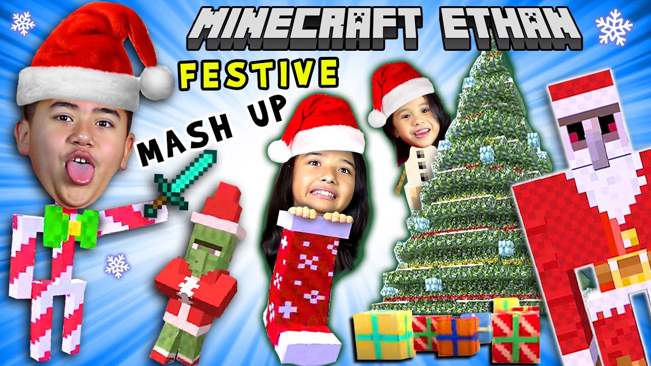 Lets Play MINECRAFT FESTIVE MASHUP WORLD SURVIVAL with Minecraft Ethan, Emma & Aubrey - YouTube