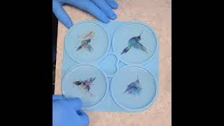 Holographic Resin Coaster Set using Hummingbird Temporary Tattoos. #resintutorial by ResinistaLisa 300 views 10 months ago 2 minutes, 8 seconds