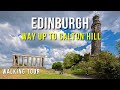Way up to calton hill edinburgh scotland dancing class at the national monument of scontland