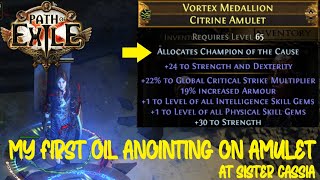 Path of Exile My first Oil Anointing at Cassia to get additional Modifier