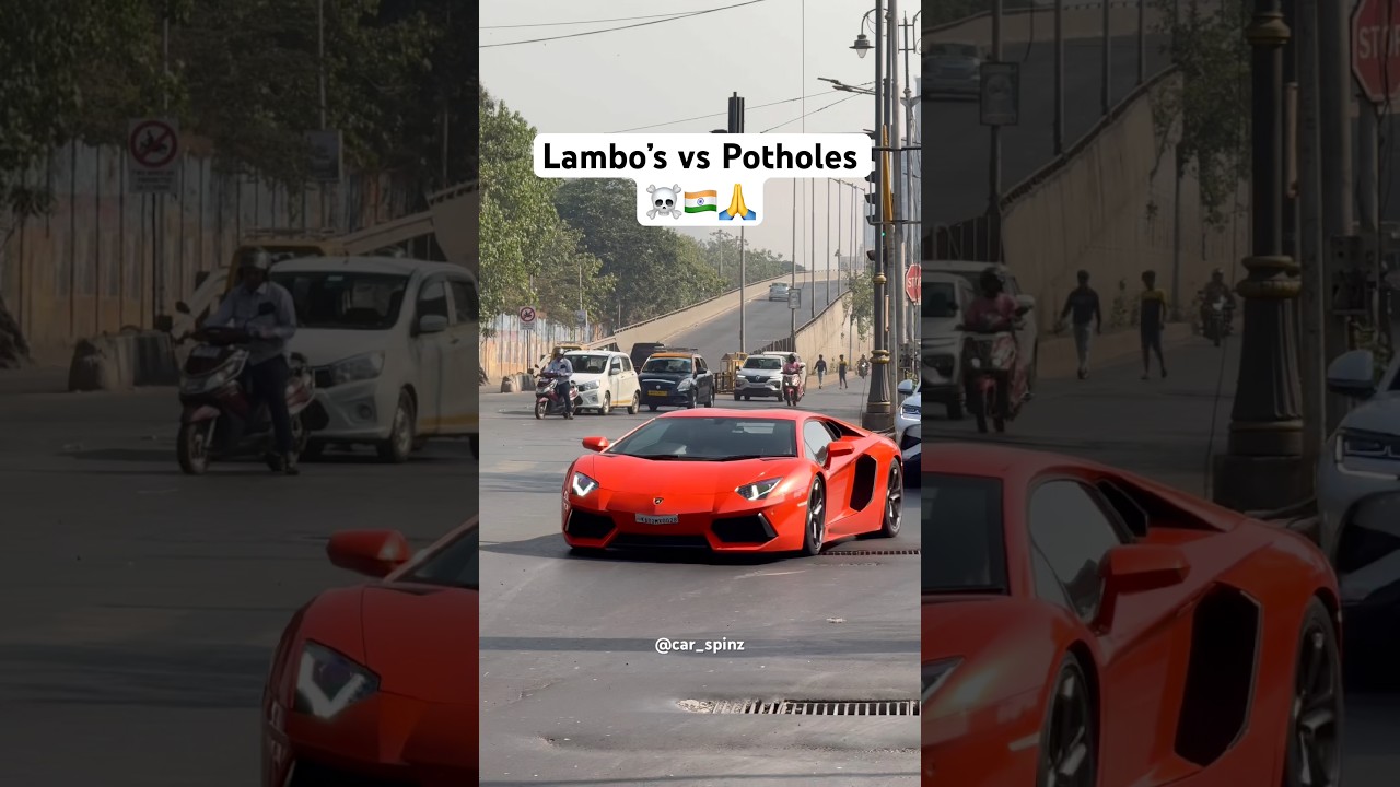 Lambo’s vs Potholes in Mumbai 💀 #ytshorts #youtube #lamborghini #viral #explore #shorts #trending