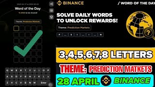 Theme Prediction Markets | Binance Crypto WODL Answers Today | All Letters WOTD screenshot 2