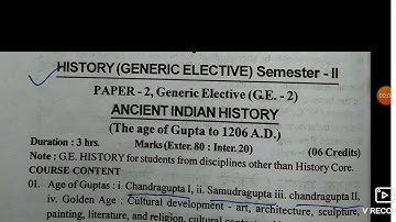 VBU HISTORY (Generic Elective) sem-2 for All hons