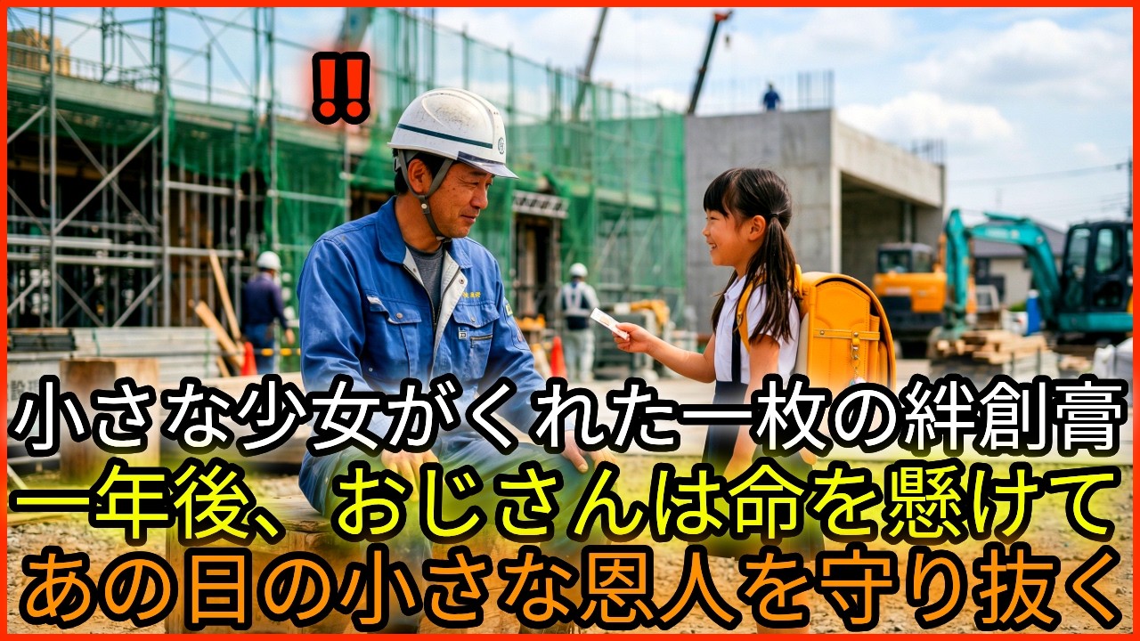 【感動】「これ貼ったら痛くないよ…」工事現場でケガした作業員さんに絆創膏を貼ってあげた少女。1年後、少女の危機の瞬間に現れた工事現場のおじさん…？