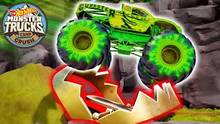 Gunkster's New Crushyard Challenge!   Monster Truck Videos for Kids | Hot Wheels