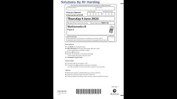 Edexcel - iGCSE - Mathematics B - June 2020 - Paper 2 - Solutions By Mr Harding