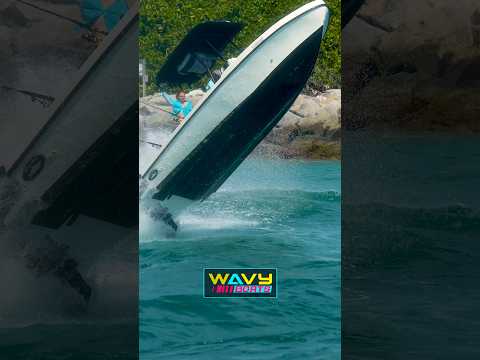 Boat hits a wave and goes VERTICAL at Haulover Inlet! 