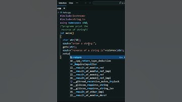 Programe to reverse a string using string handling function||#vscode ||#41||#c++