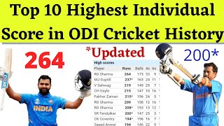 Top10 Highest Individual score in ODI cricket | highest individual score in odi history