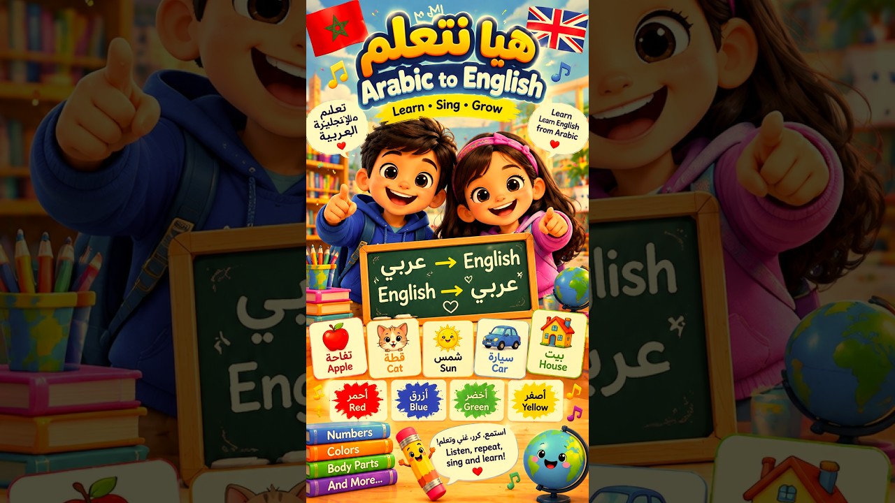 هيا نتعلم! | Arabic to English 🎵 Learn English for Kids  تعلم الإنجليزية للأطفال 🇬🇧 #ArabicToEnglish