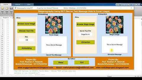 Matlab Code for DCT Based Steganography using Image Proceesing