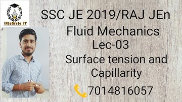 SSC JE 2019 / RAJ JEn Fluid Mechanics :Lec-03 Surface tension and Capillarity  By Jitendra Sir