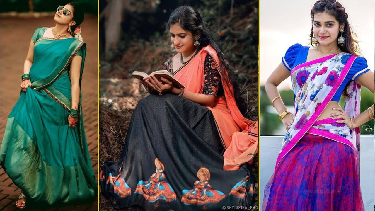 Silk Half Saree Designs & Dressing Tips • Keep Me Stylish | Half saree  designs, Pink half sarees, Half saree