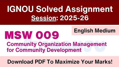 IGNOU MSW 009 Solved Assignment 2025-26 Pdf Download | IGNOU MSW Solved Assignment 2025-26