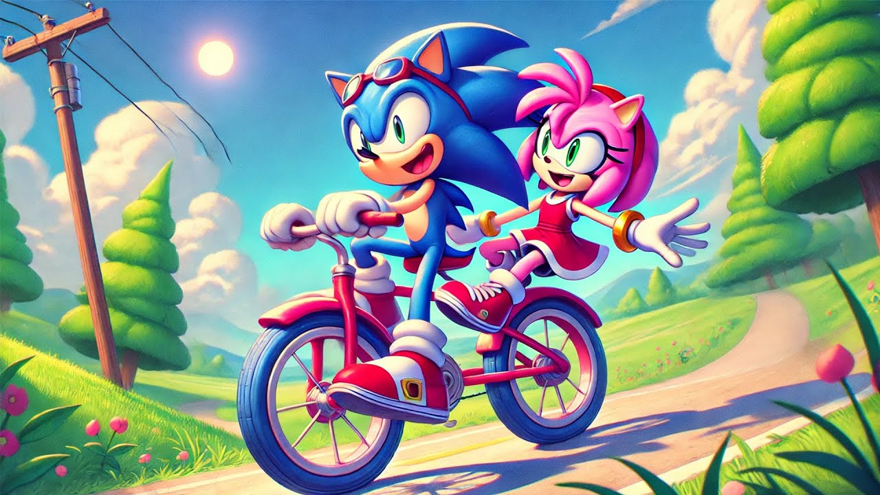 Sonic the hedgehog 3 - Sonic and Amy ride around on their bikes ...