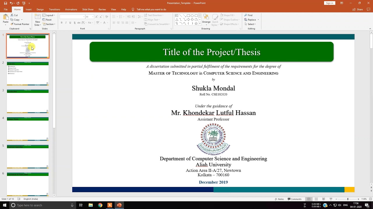 how to make presentation for final year project