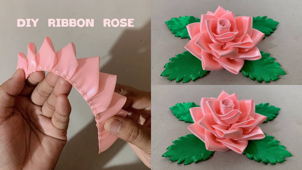 red ribbon rose flower#rose #flower #ribbon #handmade #craft #gift