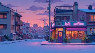 Cozy Winter Café ❄️ Snowy Evening Street with Lofi Beats ☕ Chill Music for Study, Relax \u0026 Focus.