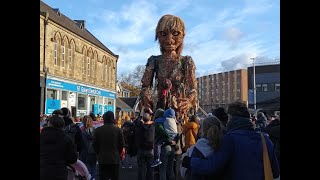 Storm (Goddess of the Sea) and Little Amal in Govan. 2.