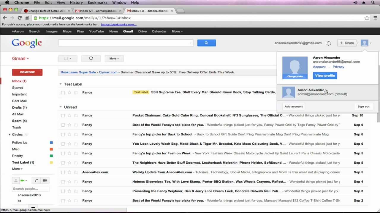 multiple gmail accounts chrome