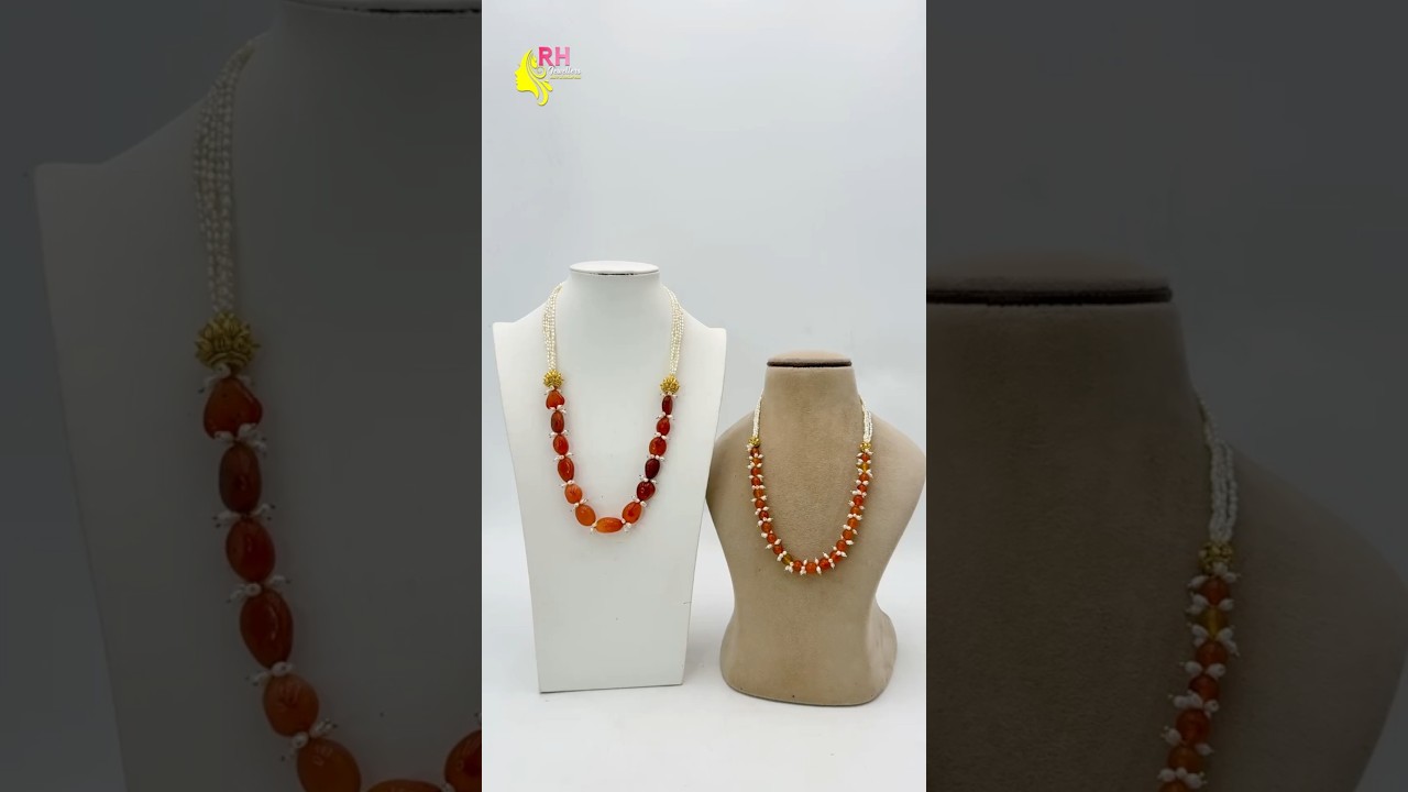 Two hearts one bond Mother & daughter combo necklaces  with glowing orange carnelian beads