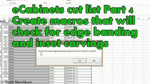 eCabinets cut list in excel 4. Create macros that will check for edge banding and inset carvings