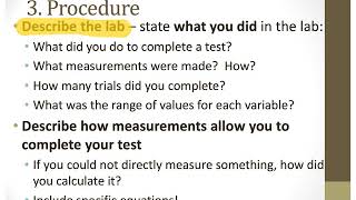 Lab Report Guide # 3 -  Procedures