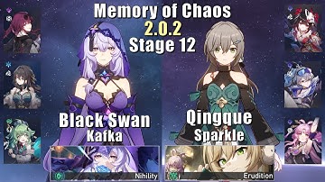 E0 Black Swan E0 Kafka & E6 Qingque E0 Sparkle | Memory of Chaos 12 2.0.2 3 Stars | Star Rail