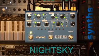 Strymon Nightsky with synths (Uno, Pro-1, Volca FM, MicroFreak)