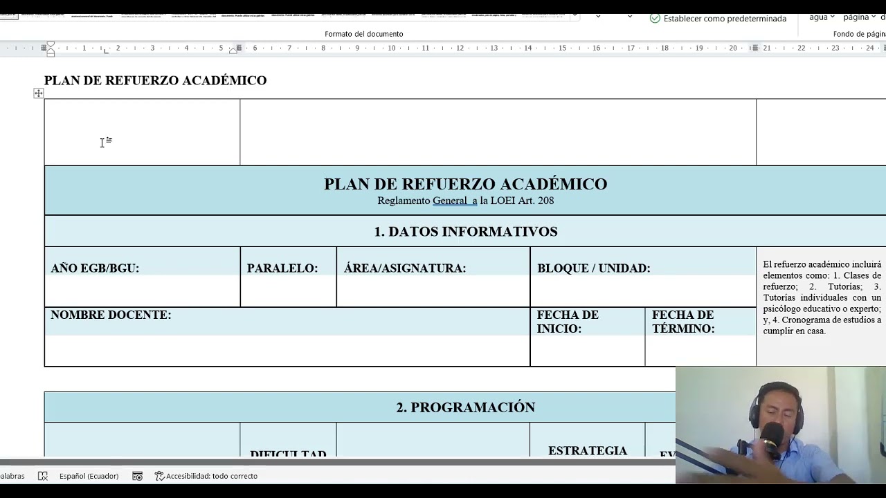 Plan de REFUERZO PEDAGÓGICO 2023 (Formato)