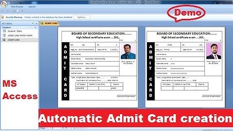 Automatic Admit Card creation in MS Access